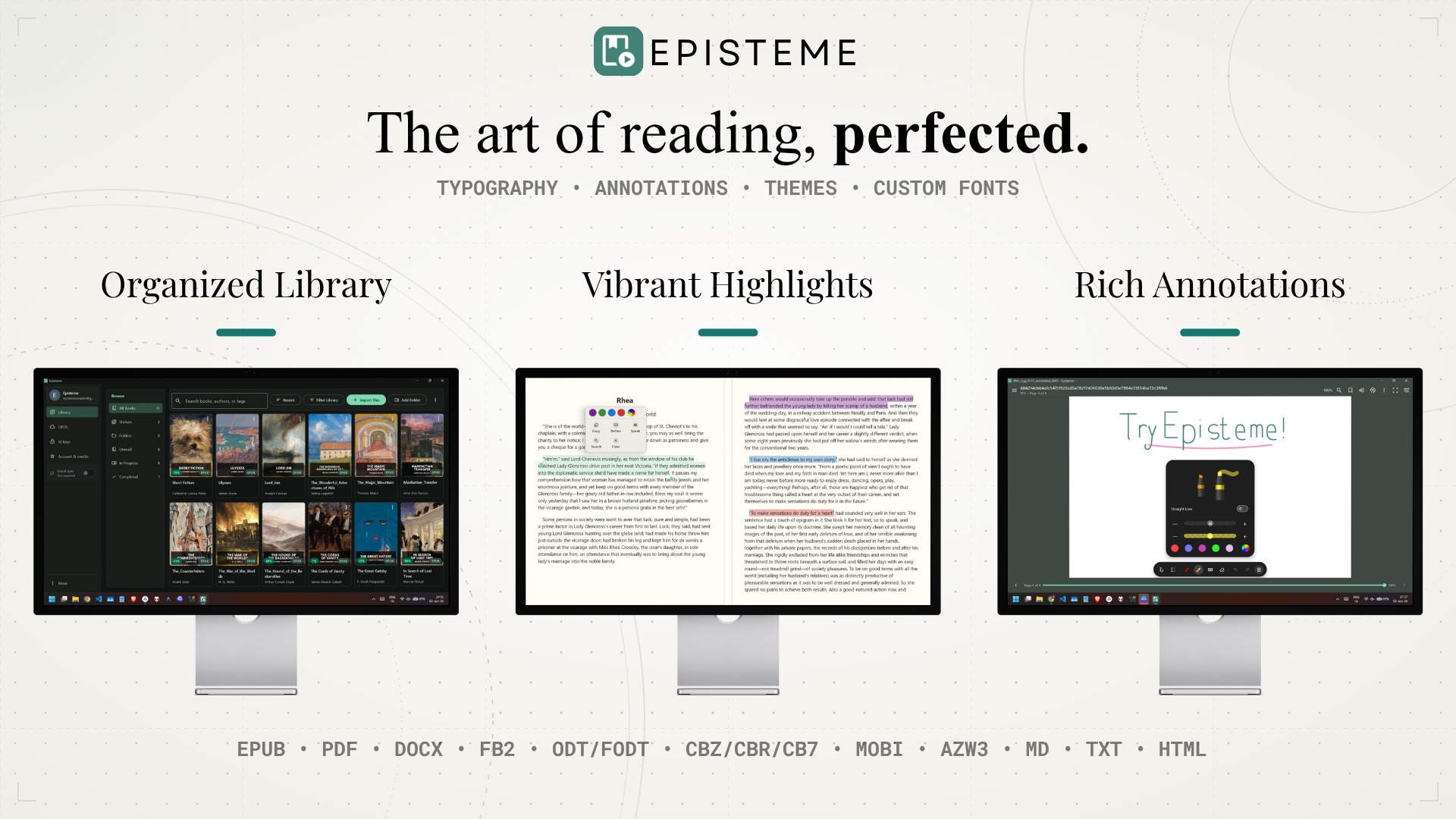 Episteme Reader on desktop